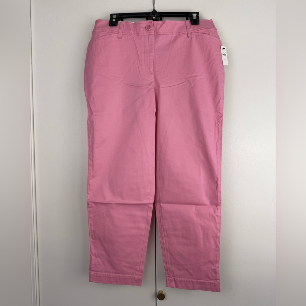 Talbots Perfect Crop Pants Pink Size 10 NWT Twill Stretch Slim Leg